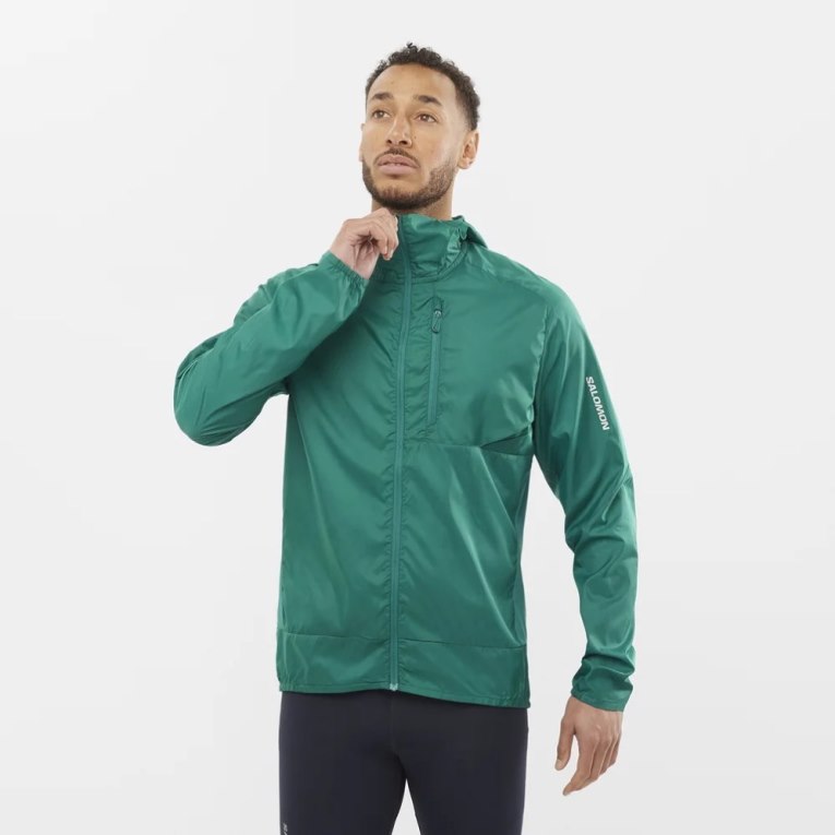 Green Salomon Bonatti Cross Men\'s Windbreaker | IE OZ6248